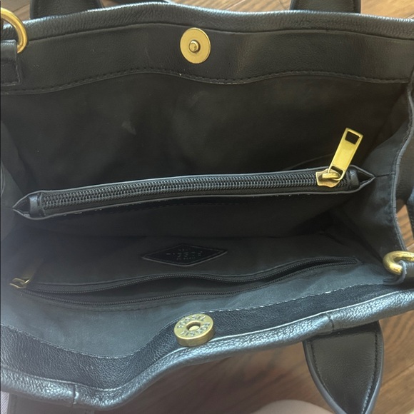 Fossil Black Leather Tote with Gold Accents - Picture 3 of 4